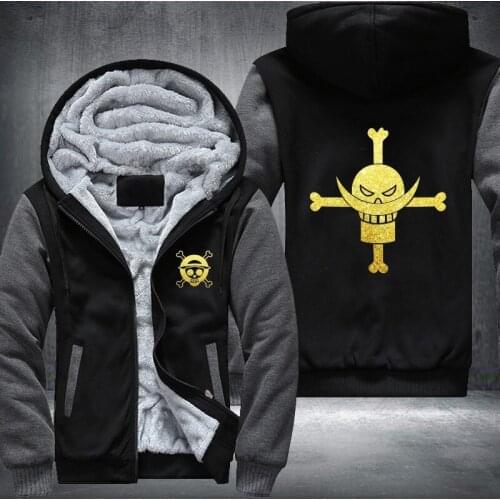 USA size Anime One Piece Edward Newgate Mens Womens golden Luminous Printing Pattern Thicken Fleece Zipper Jacket Hoodie Coat