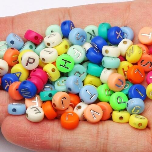 Mixed Color Round Acrylic Letter Beads 100-500pcs 4x7mm Loose Spacer Beads For Jewelry Making DIY Necklace Bracelet Accessories