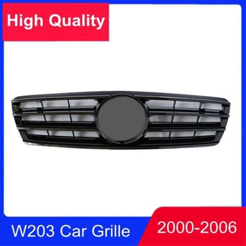 2000-2006 Year C63 ABS Material Racing Grille Fits For BENZ C Class W203 Black/ Silver Car Front Bumper Kidney Grill Grille