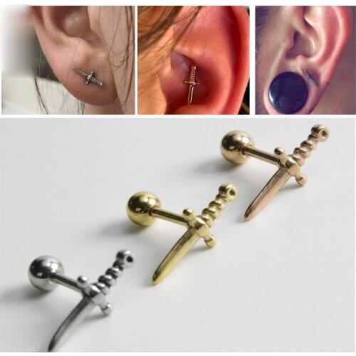 Manual Creativity Mini Dagger Ear Studs Titanium Steel Ear Studs Fashion for Men Women Gothic Jewellery Motorcycle Party Gift