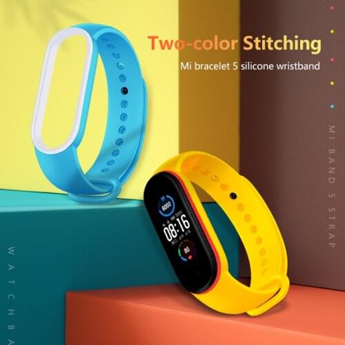 Silicone Bracelet for xiaomi mi band 5 bracelet Pure Dual color Replacement Strap Mi Band 5 Miband 5 Wrist Straps band