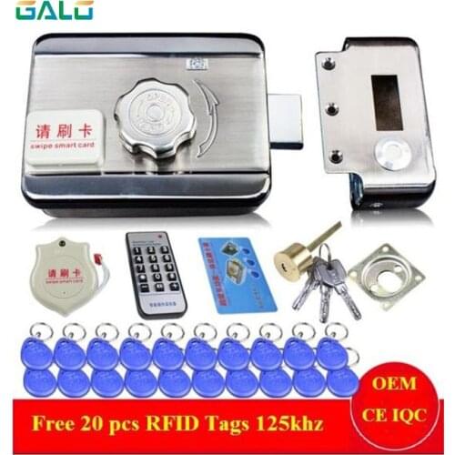 Single/Double Access Door & Gate Access Control System Electronic Integrated RFID Motorized Lock With RFID Reader 20PCS ID Tags