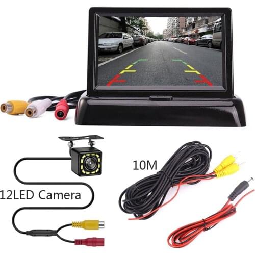 4.3'' HD Foldable Car Rear View Monitor Reversing LCD TFT Display Night Vision Backup Rearview Camera PAIL/NTSC for Vehicle