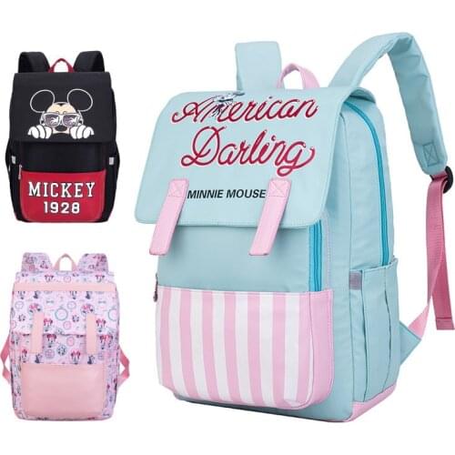 Disney Mickey Minnie Diaper Bag Large Capacity Thermal Insulation Bag Outdoor Travel Backpack Mummy Baby Care Feeding Handbag