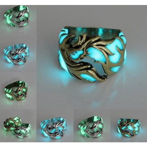 Glow In The Dark Rings Luminous Dragon Rings for Men Women Ring Party Gift Jewelry
