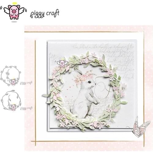 Piggy Craft metal cutting dies cut die mold Flower leaf round frame Scrapbook paper craft album card punch knife art cutter die