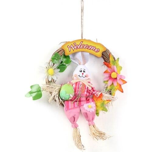 Bunny Butt Garland Ornaments Easter Decoration Scarecrow Flower Animal Supplies Door Front Adornment Cute Colorful Rabbit Wreath
