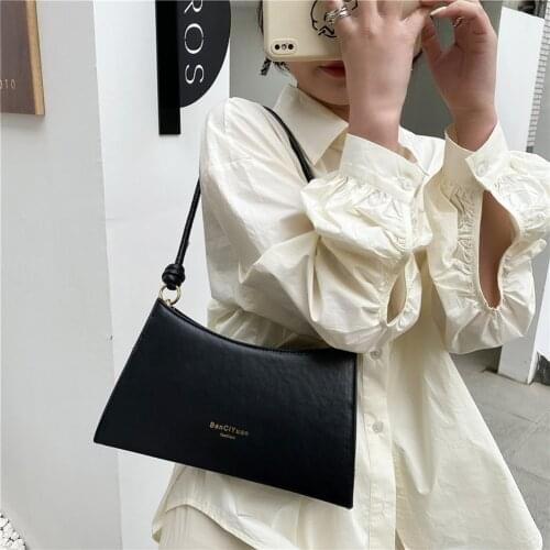 Vintage Women PU Leather Shoulder Underarm Hobos Bag Casual Ladies Pure Color Handbags