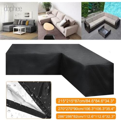 Dophee 1pc 3 size Waterproof Corner Sofa L Shape Cover Rattan Patio Garden Furniture Protective All-Purpose Outdoor Dust Covers
