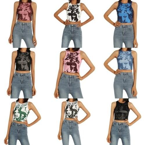 Fashion New Woman Girls Sleeveless O-neck Printed Tank Tops High Street Women Summer Clothes