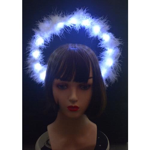 Led Glow Blinking Vintage Sweet Handmade God Angel Feather Halo Headband Headwear Gorgeous Princess Hair Crown Bride Gift