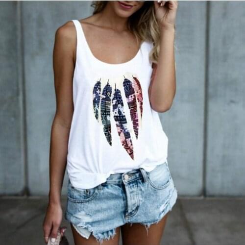 Women Print Vest Sleeveless Loose Tops ladies casual fashion Tank Tops Female summer Tops Shirt camiseta de tirantes mujer