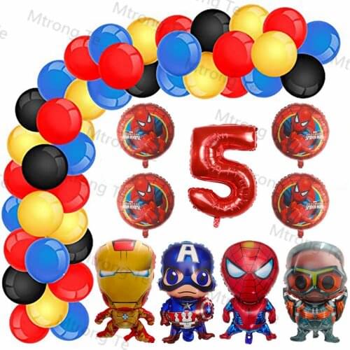 1Set Spiderman Latex Balloon Number 2 3 4 5 6 7 8 9 Supper Hero Birthday Theme Party Decorations Arch Kit Garland Kids Toy Gifts