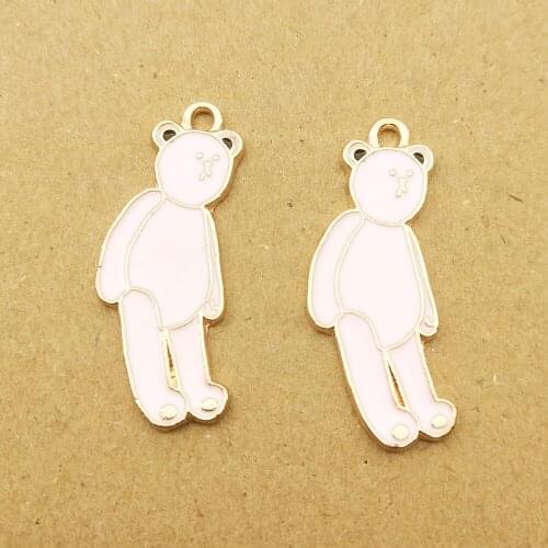 10pcs 11x29mm enamel bear doll charm for jewelry making cute earring pendant bracelet necklace charms diy design charms