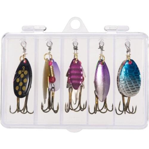 10Pcs Fishing Lures with Box, Spoon Lure Colorful Spinner Hard Wobbler Metal Jig Baits for Men Women Fishing