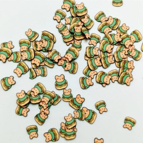 100g Cartoon Bear Burger Slices Polymer Clay Sprinkle for DIY Crafts Nail Art Decoration Scrapbooking Phone Accessoires:5mm