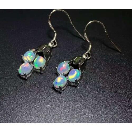 100% NATURAL ETHIOPIAN WELO FIRE OPAL CABOCHON Stud earring 4*5mm