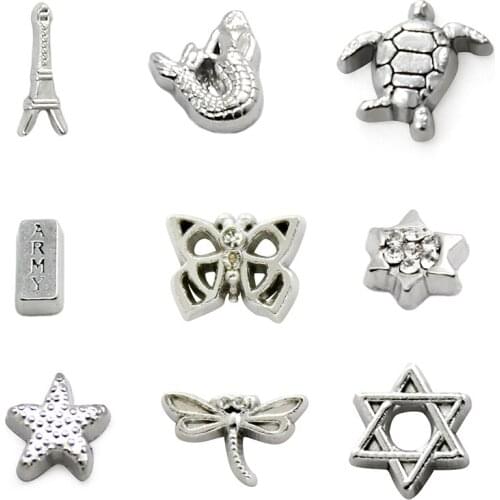 20Pcs/lot Mermaid Sea Star Turtle Butterfly Army Floating Charms Hand-made DIY for Glass Lockets