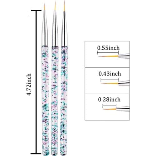 3Pcs/Set Diy Design Manicure Tool Nail Art Liner Brush Painting Drawing Lines Grid Acrylic Pen Nail Art High Quality