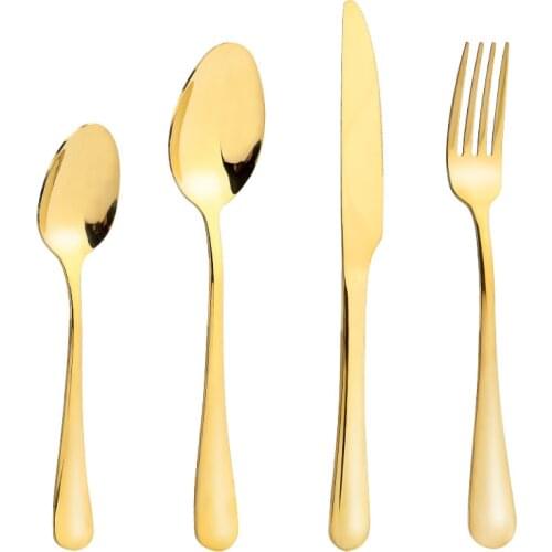 4pc/sets Stainless Steel Cutlery Dinnerware Golden Table Cutlery 24 Pieces Kitchen Tableware Spoons Forks