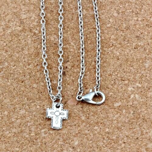 5 Pcs/ Lot Alloy Small Cross Charms Pendant Necklaces 18 Inches Chains Jewelry DIY A-270d