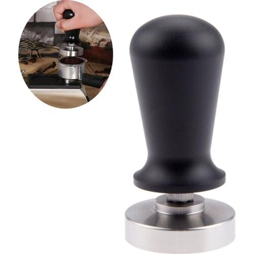 51mm Black Espresso Coffee Tamper Stainless steel Constant Pressure Calibrated Barista Flat Base Coffee Bean Press Tamper