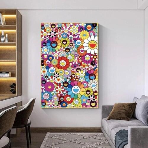 Abstract Cartoon Sun Flower Bloom Canvas Painting Life Botanical Posters and Prints Wall Art Pictures for Living Room Home Decor