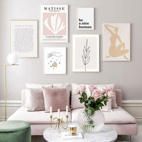 Abstract Poster Canvas Nordic Botanical Matisse Woman Body Letter Moon Painting Art Print Wall Picture Living Bedroom Home Decor