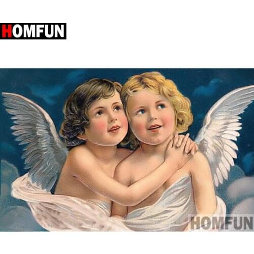 HOMFUN Full Square/Round Drill 5D DIY Diamond Painting "Angel child" Embroidery Cross Stitch 3D Home Decor Gift A13294