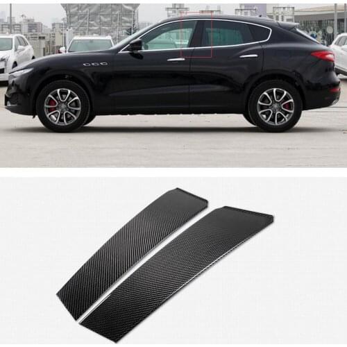Car True Dry Carbon Fiber Car Window B C Pillars Auto Stickers Trim Covers Car Styling For Maserati levante 2017 2018 2019 2020