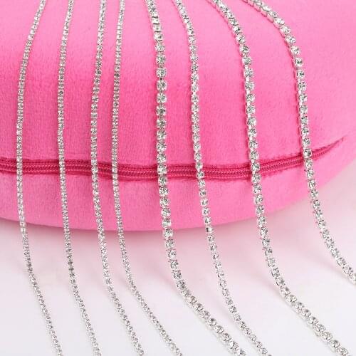 Flatback Clear Crystal Rhinestone Chain 10 Meter Super Bright Encryption DIY Sewing Clothes Accessories SS6.5-SS16(2mm-4mm)