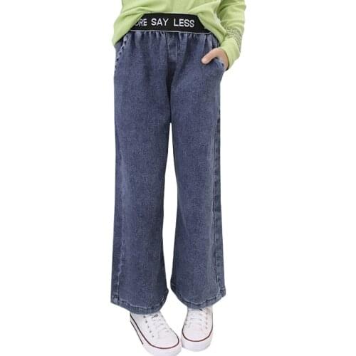 Jeans For Girls Letter Girl Jeans Child Patchwork Kids Jeans Casual Style Childrens Clothing 6 8 10 12 14