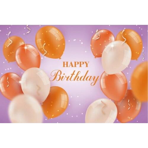 Happy Birthday Backdrop Orange Balloon Mauve Photography Background Celebration Photo Booth Studio Decor
