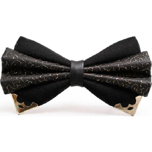 High Quality 2020 New Fashion PU Leather Bow Ties for Men Wedding Butterfly Two Layer Designers Brand Mens Bowties White Brown