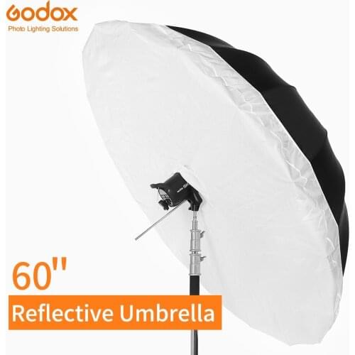 Godox 60 inch 150cm Silver Black Reflective Umbrella Studio Lighting Light Umbrella with Large Diffuser Cover