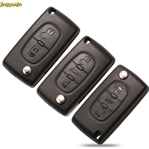 Jingyuqin Flip Car Key Shell CE0536/CE0523 For Citroen C4 C5 C8 Xsara Picasso Berlingo Peugeot 307 607 807 Partner Lamp Trunk