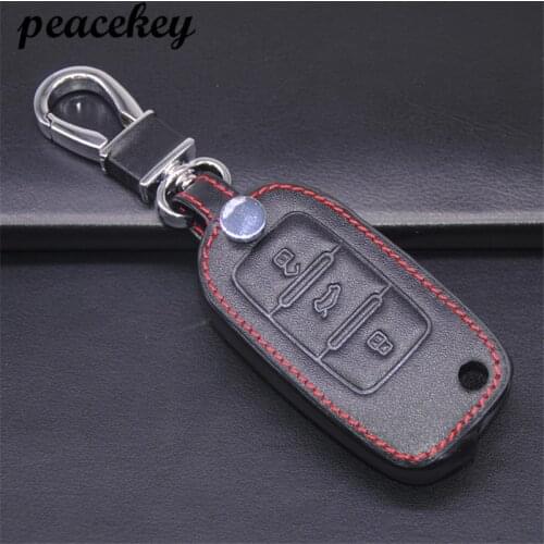 Leather car key cover case holder for Volkswagen VW GOLF 4 5 6 Passat B5 B6 Tiguan Touran Polo Scirocco Jetta For Skoda