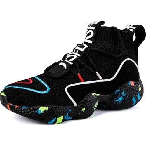 Large Size High Top Platform Sock Sneakers Mens Original Running Shoes Women Sport Shoes Male High Sports Shoes Black GME-1963