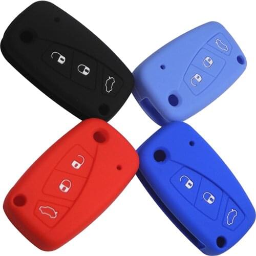 Kutery Silicone Rubber Car Key Cover Case For Fiat Iveco Punto Ducato Stilo Panda Remote Key Protecor 3Buttons