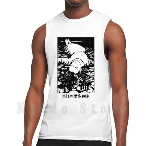 Uzumaki tank tops vest 100% Cotton Tomie Ito Junji Ito Horror Ghost Demon Girls Cute Japanese Manga Black White