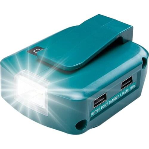 MT45 14.4V / 18V Li-on Battery Dual USB Port With LED Light Spotlight Outdoor Flashlight For Makita Batteries