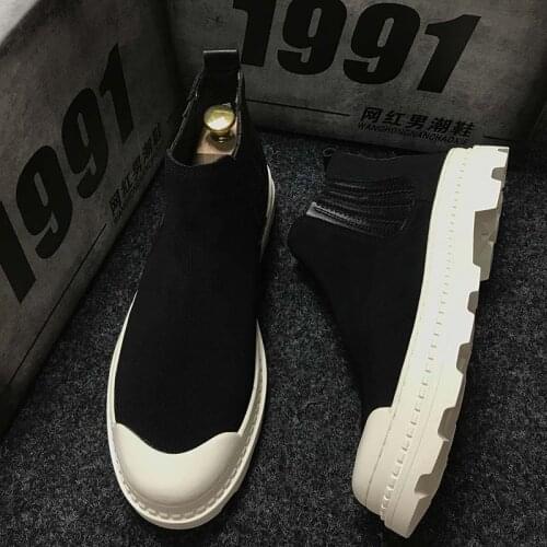 Men Casual ankle boots High Top Leather Shoes Male Black Hip hop graffiti military boots sneaker Shoes