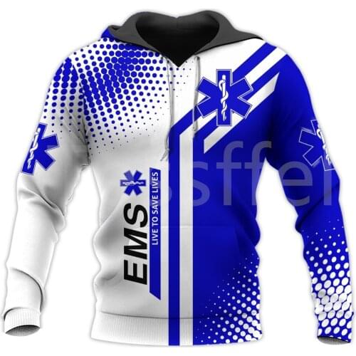 Tessffel Newest Emergency Medical Technician EMT EMS Paramedic Nurse NewFashion 3DPrinted Tracksuit Autumn Hoodies Men/Women C-1