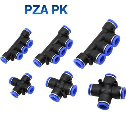 PK PZA Pneumatic Plastic 4-way 5-way Fitting Quick Connector Water Hose Connector Air Push Quick 4 Mm 6 Mm 8 Mm 12 Mm