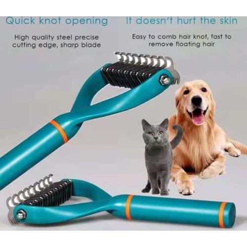 Cat Dog Hair Removal Comb Grooming Shedding Tools Double Sided Long Fur Hair Curly Comb For Cat Dog