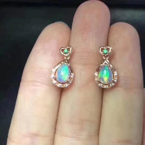 100% Natural Real OPal Earrings, 925 Sterling Silver Fine Elegant Jewelry for Women Earring