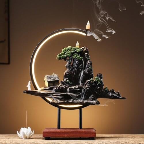 Led Light Incense Burner Waterfall Holder Ceramic Modern Electric Incense Burner Holder Ceramic Quemador Incienso Incense Burner