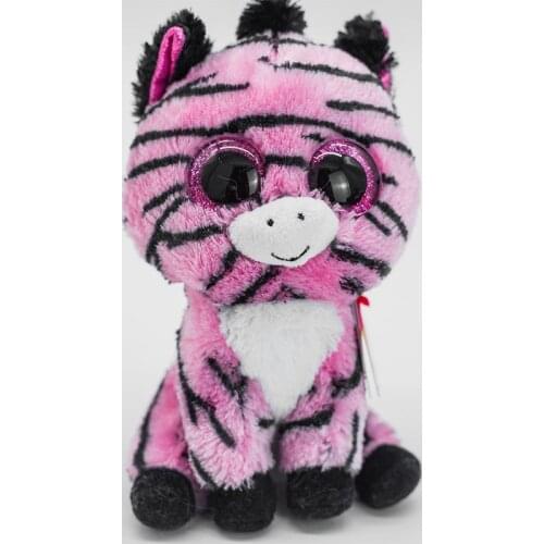 Ty Beanie Boos Big Eyes Stuffed Animal Pink Zebra Plush Doll Ornaments Soft Bedside Toys Doll Gift For Kids 15CM