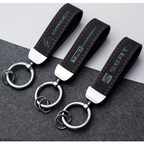 High-grade Car Styling Business Key Chain Rings For Citroen Seat Trd Car Fur Keychain Keyfob Man Gift Interior Parts Auto Parts