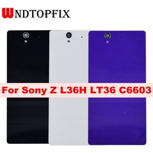 For Sony Z Back Cover for Sony Xperia Z LT36 C6603 C6602 Rear Glass Housing Cover Back L36H Battery Case Door Chassis Repair